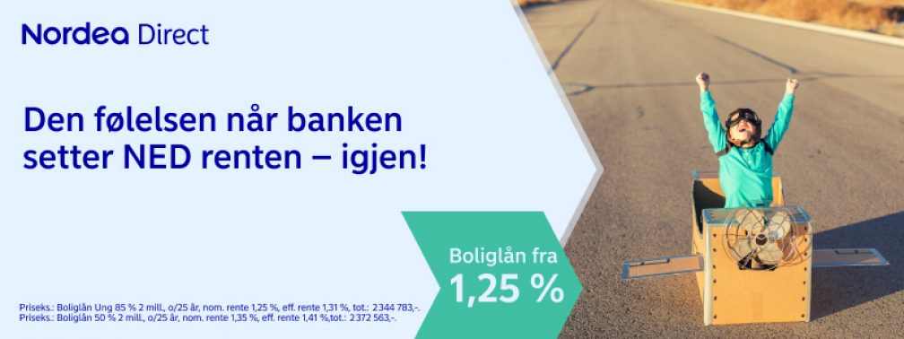 Nordea Direct - Den følelsen når banken setter NED renten - igjen - Boliglån fra 1,25 %