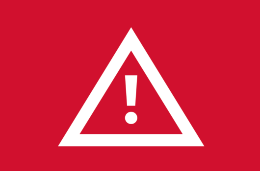 Ikon PF Advarsel hvit rod bakgrunn