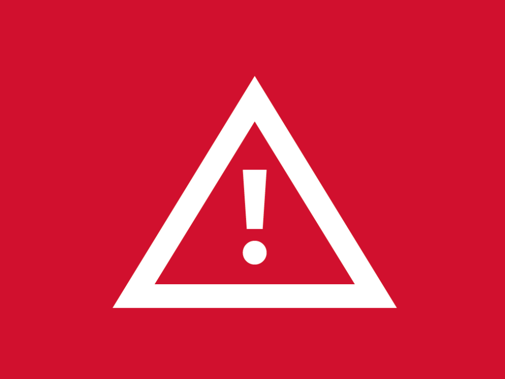 Ikon PF Advarsel hvit rod bakgrunn